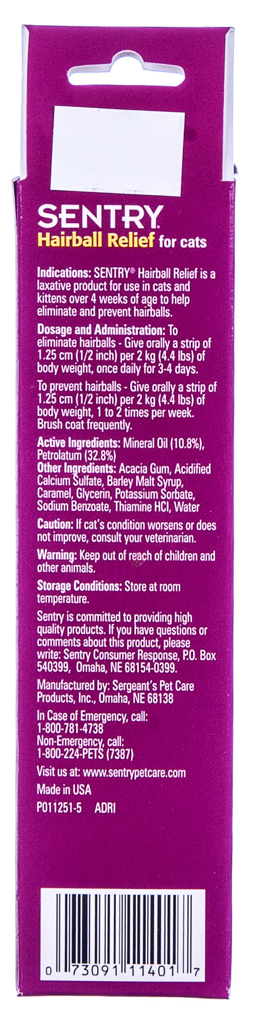 Sentry Petromalt Hairball Relief, 2 oz -   