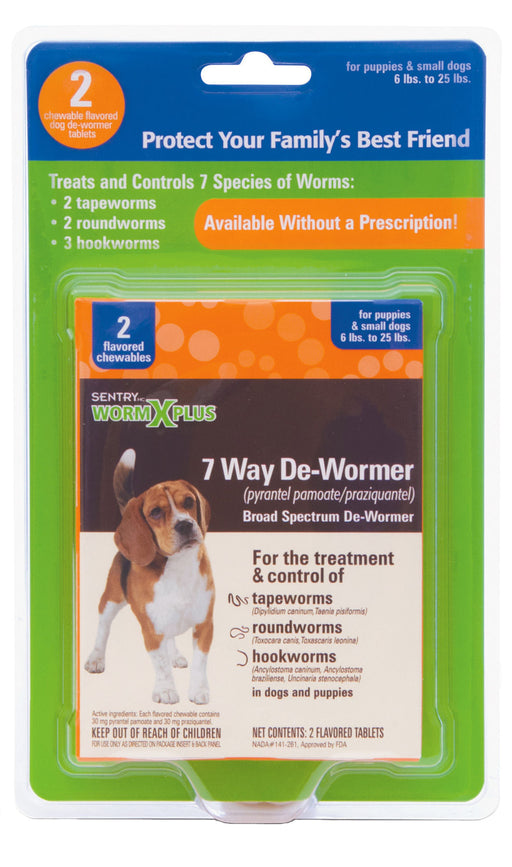 Sentry HC WormX Plus 7-Way Dog Dewormer - 2 count WormX Plus for Small Dog  