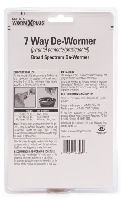 Sentry HC WormX Plus 7-Way Dog Dewormer - 2 count WormX Plus for Small Dog  