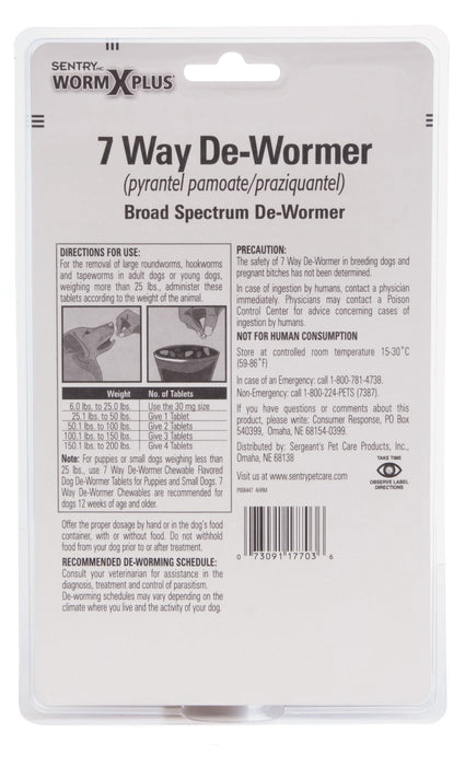 Sentry HC WormX Plus 7-Way Dog Dewormer - 2 count WormX Plus for Large Dog  