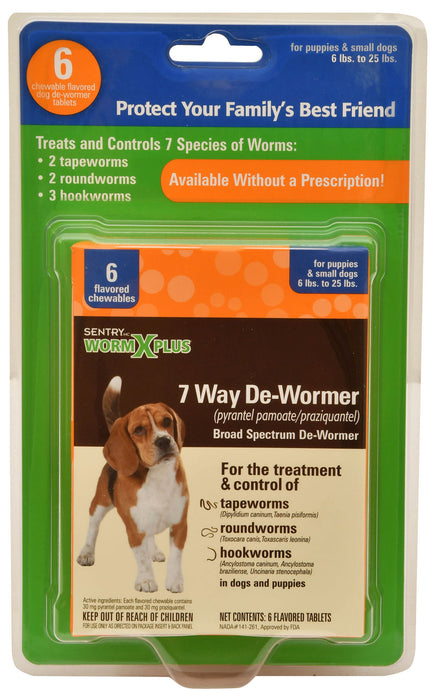 Sentry HC WormX Plus 7-Way Dog Dewormer - 6 count WormX Plus for Small Dog  