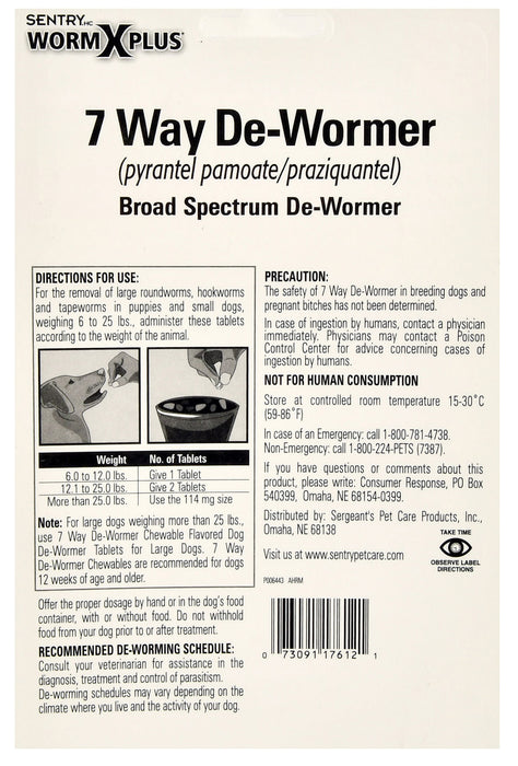 Sentry HC WormX Plus 7-Way Dog Dewormer - 12 count WormX Plus for Small Dog  