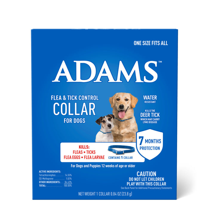 ADAMS Flea & Tick Control Collar for Dogs, 7-Month Protection, Adjustable One Size Collar Fits All