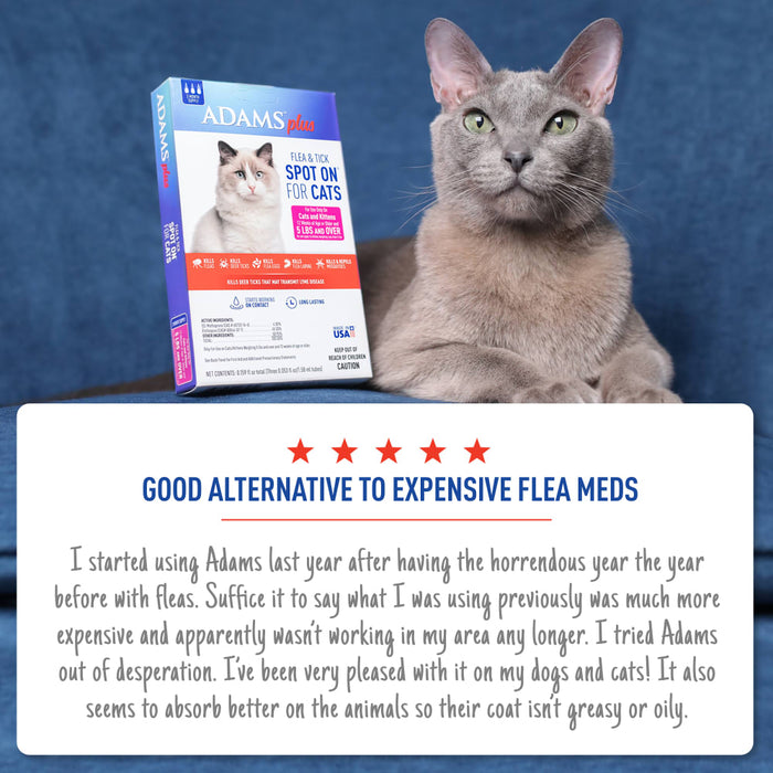 ADAMS Plus Flea & Tick Spot On for Cats, 3 Month Supply