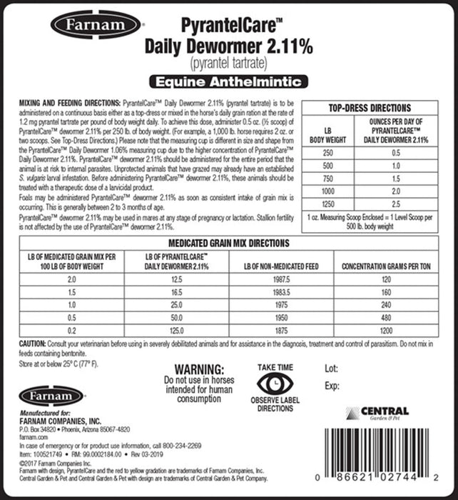 PyrantelCare Daily Dewormer 2.11% - PyrantelCare Daily Dewormer, 80 day supply  