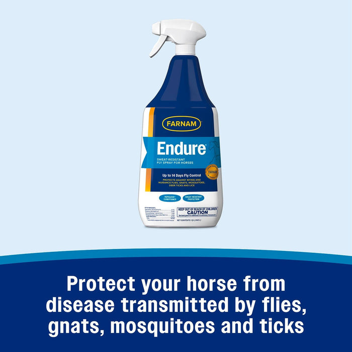 Farnam Endure Sweat - Resistant Fly Control Spray for Horses - FAEA - 32 oz - 4
