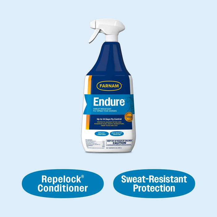 Farnam Endure Sweat - Resistant Fly Control Spray for Horses - FAEA - 32 oz - 6