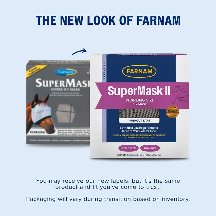 Farnam SuperMask II Horse Fly Mask without Ears - FACN - Yearling - White / Red Trim - 11