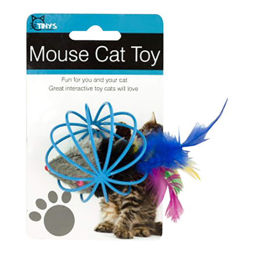 Feathered Mouse in Ball Cage Cat Toy, Assorted, 2.5"D - KL22J - Assorted - 2.5" - 1