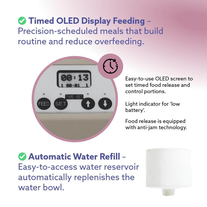 Feeding Friend Automatic Pet Feeder – Timed Portion Control Food & Water Dispenser for Cats and Dogs - RL33 - Taupe - Small - 1 - 11