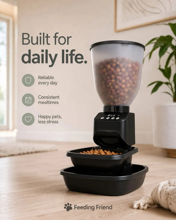 Feeding Friend Automatic Pet Feeder – Timed Portion Control Food & Water Dispenser for Cats and Dogs - RL33 - Taupe - Small - 1 - 26