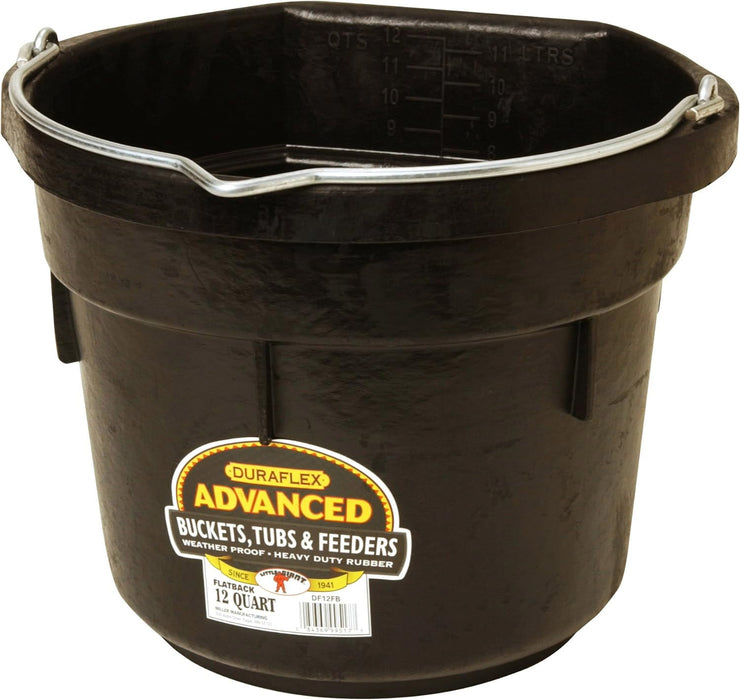 Flat - Back Rubber Bucket - M31BH - Black - 12qt - 1