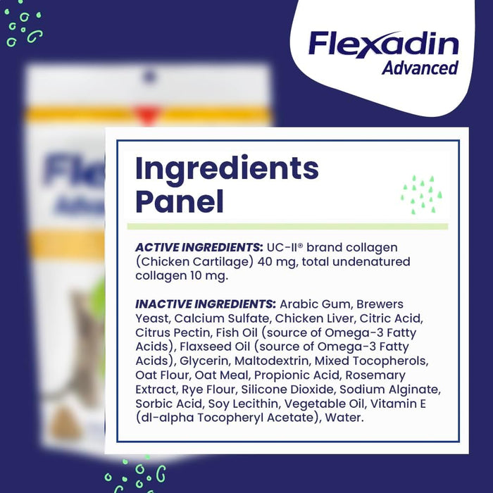 Flexadin Advanced Chews with UC - II Joint Supplement for Dogs & Cats - T6R6 - Chicken - 30 ct - 6