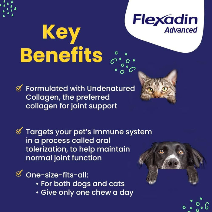 Flexadin Advanced Chews with UC - II Joint Supplement for Dogs & Cats - T6R6 - Chicken - 30 ct - 9