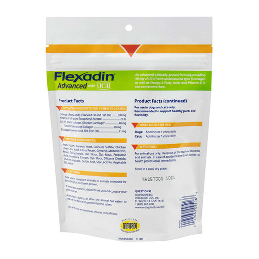 Flexadin Advanced Chews with UC - II Joint Supplement for Dogs & Cats - T6R7 - Chicken - 60 ct - 2