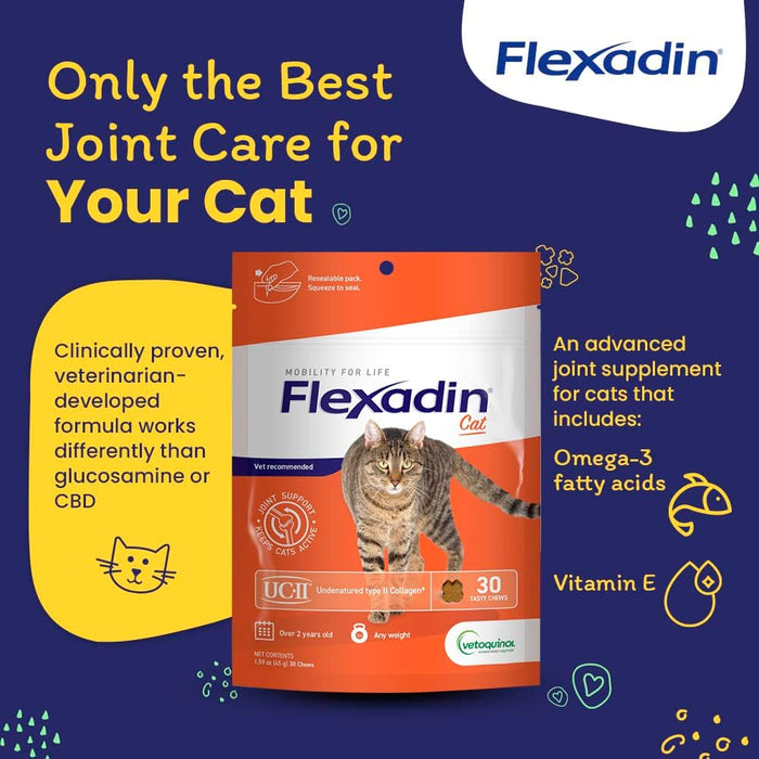 Flexadin Cat Chews with UC - 11 for Joint Support, 30 ct - T6R8 - 1.59 oz - Chicken - 30 - 3