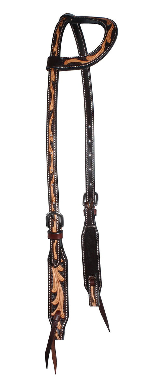 Floral One Ear Headstall, Brown - Jeffers - Horse Supplies > Horse Tack > Bridles & Headstalls