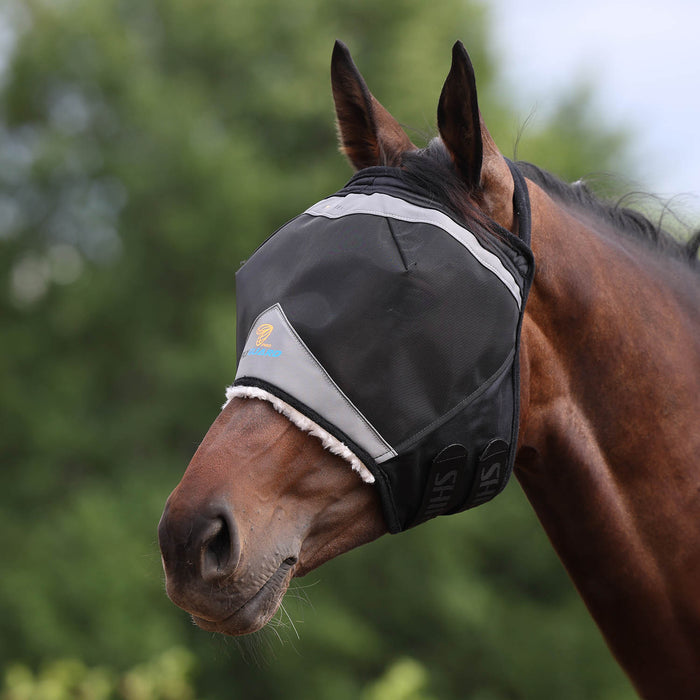 Flyguard Pro Fine Mesh Fly Mask Earless for Horses - SEP2D6 - Black - Cob - 1