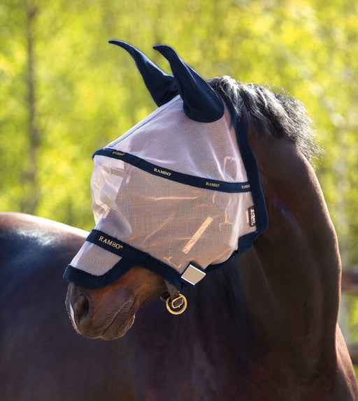 Rambo Plus Fly Mask, Oatmeal/Navy - Pony  