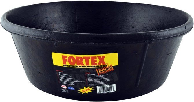 Fortex Tough Reinforced Molded Rubber Pet Bowls & Pans – Heavy - Duty Cold - Weather Rubber for Small Livestock - FXF1 - 12 Quarts (3 Gallons) - Black - 5