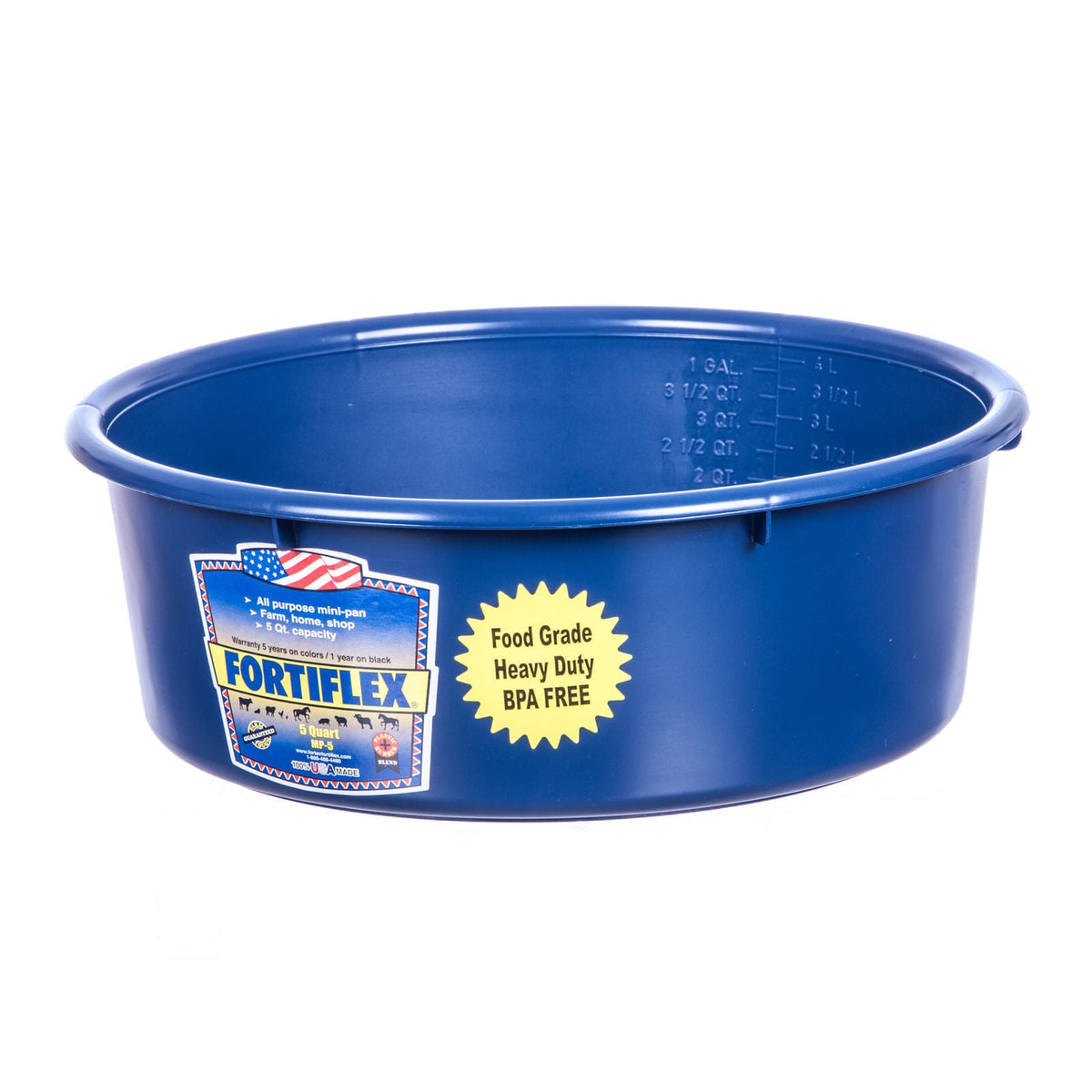 Fortiflex 5-Quart Mini Feed Pan - Durable Black Bowl For Dogs & Horses