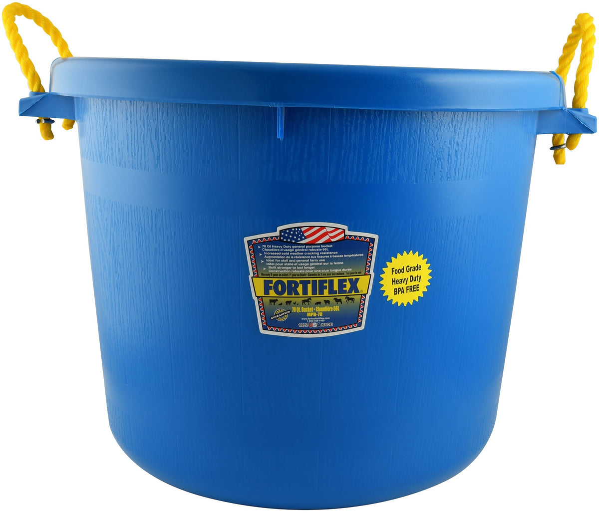 Fortiflex Muck Buckets with Rope Handles, 70 qt — Jeffers