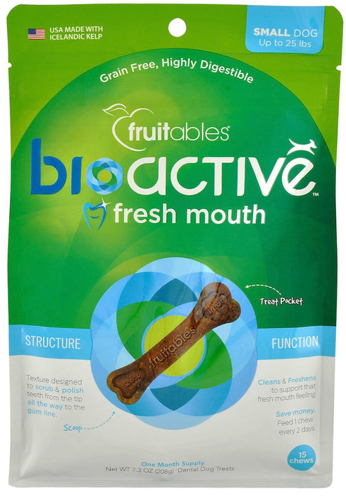 Fruitables BioActive Fresh Mouth Dental Chews For Dogs - VET1B - Small - 15 count - 7