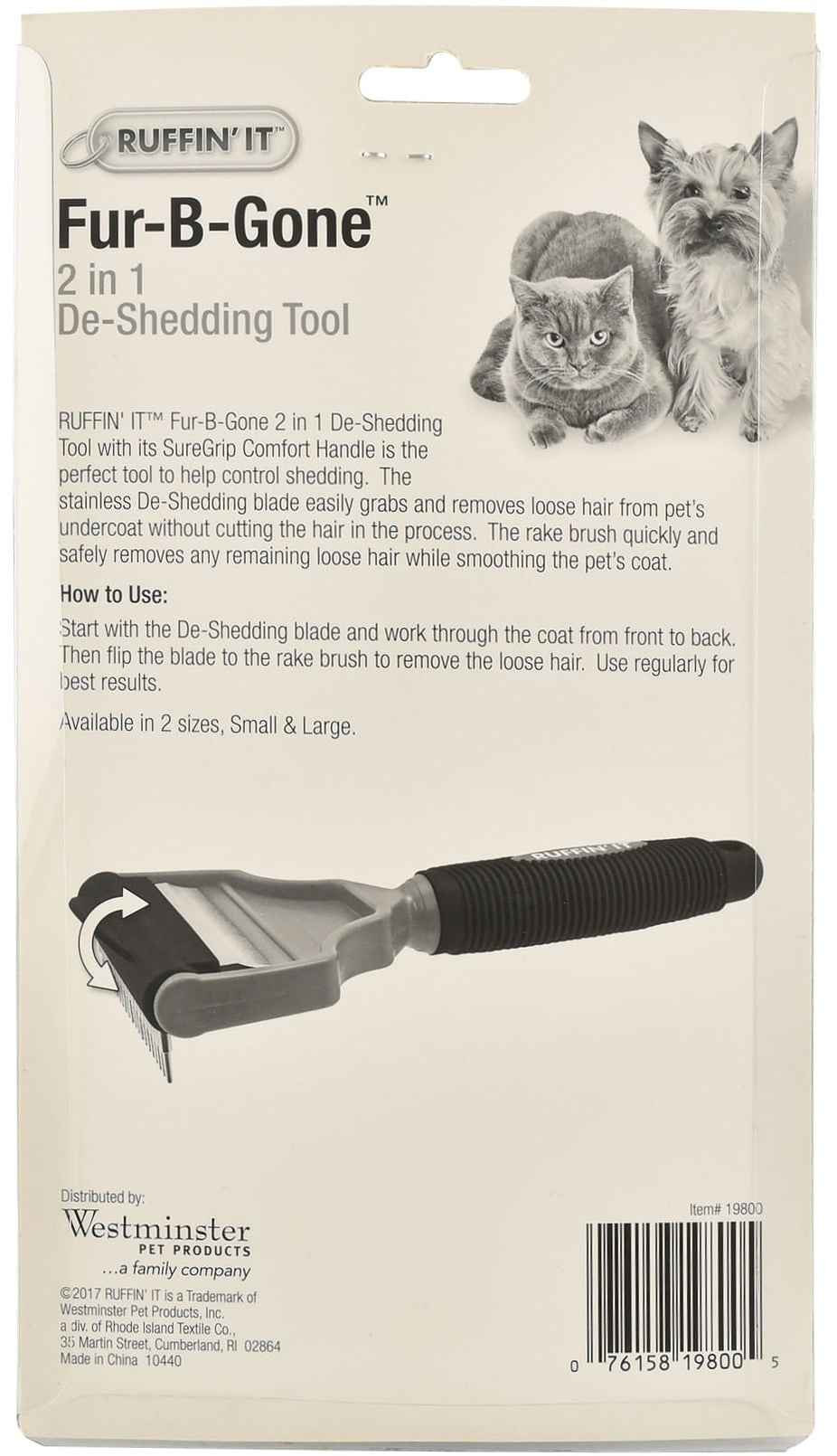 Fur-B-Gone 2-in-1 De-Shedding Tool for Pets — Jeffers