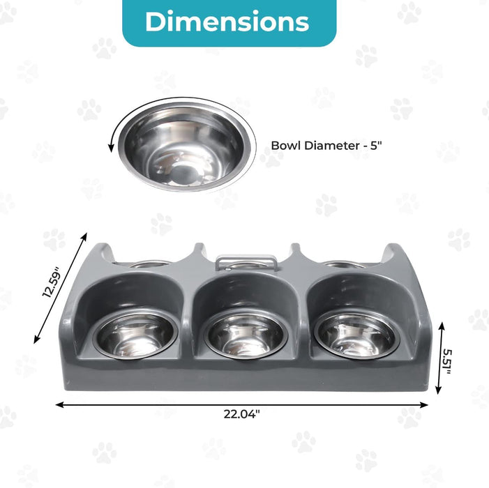 FurBaby Six Bowl Feeder Station, Gray - Jeffers - Animal & Pet Supplies > Pet Bowls, Feeders & Waterers