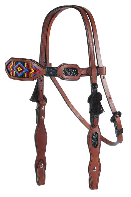 Alamo Saddlery Multi Color Diamond Inlaid Beaded Tack - Multi Color Diamond Inlaid Beaded Headstall  