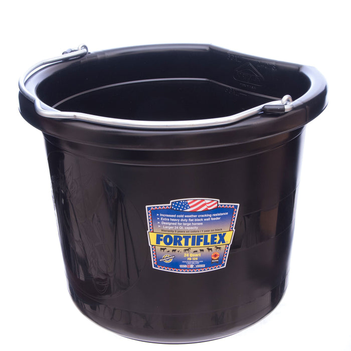 Fortiflex Flatback Buckets, Black - 24 qt Flatback Bucket (Black)  