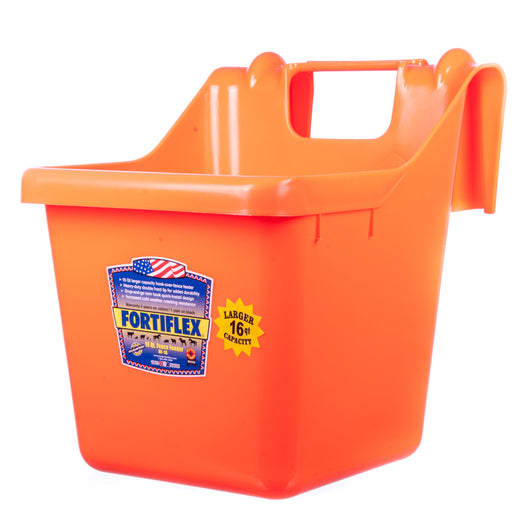 Fortiflex Hook Over Fence Feeder, 16 qt - Tangerine  