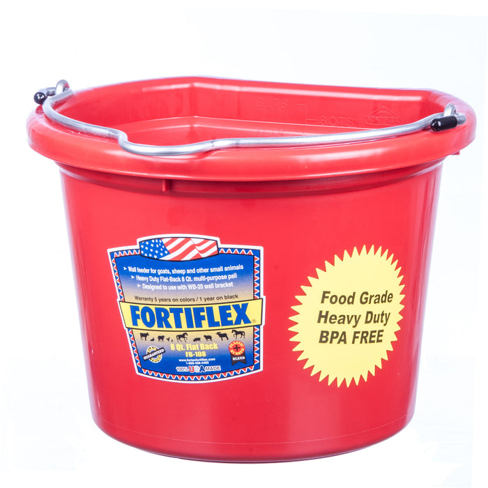 Fortiflex 2 Gallon Flatback Bucket - Red  