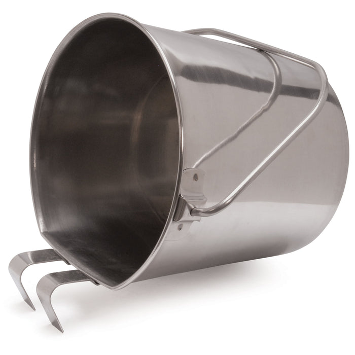 Stainless Steel Flat-Sided Pails - 4 Quart SS Flat Sided Pail, (2 hooks)  