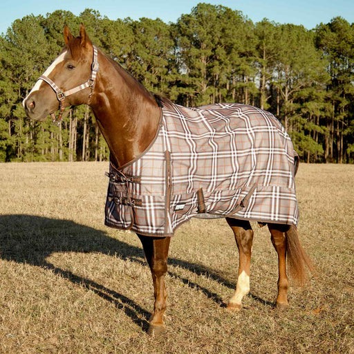 Jeffers Poplar Head Refuge 1200 Denier Turnout Blanket, 240 Gram, Plymouth Brown Plaid - 87 in  