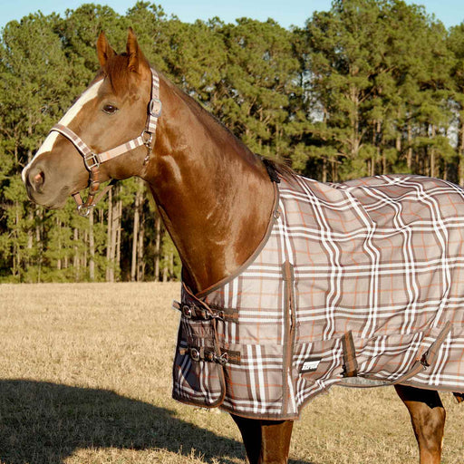 Jeffers Poplar Head Refuge 1200 Denier Turnout Blanket, 240 Gram, Plymouth Brown Plaid - 87 in  