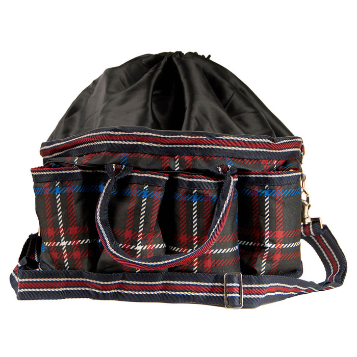 Jeffers Poplar Head Grooming Bag - Navy & Merlot Plaid  