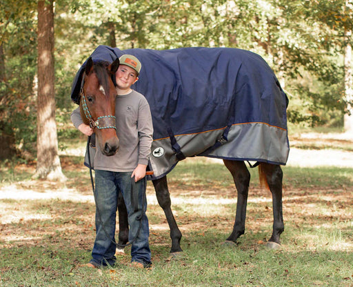 Jeffers Economy Plus Combo Neck Horse Blanket, Navy/Gray - 87 in  