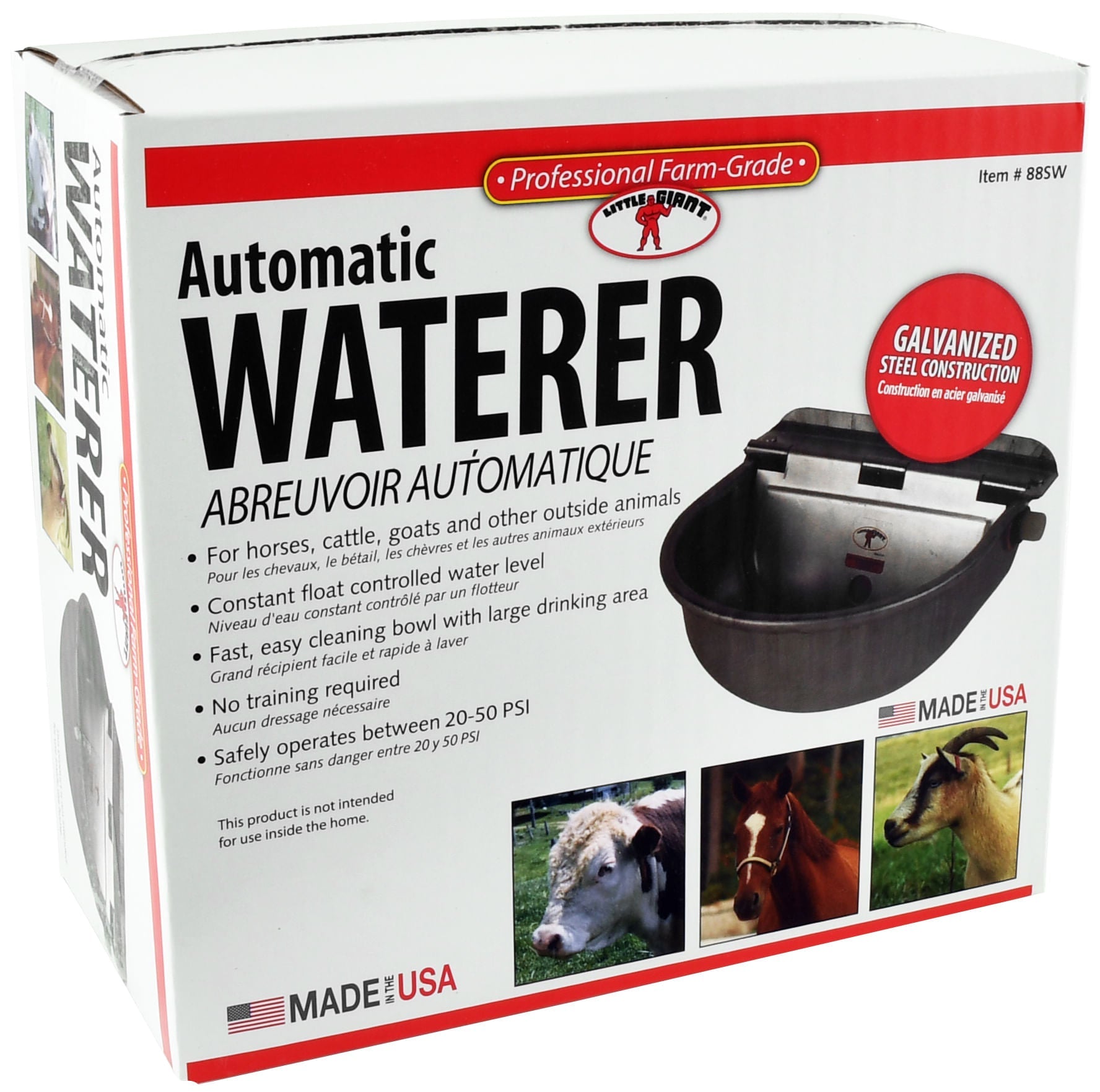 Little Giant 88SW All Purpose Automatic Stock Waterer For Horses Cattle And Other Outside Animals 10 X 10 75 X 5 5 Heavy Gauge Prime Quality Drawn Galvanized Steel Connects 1 2 Pipe Hose