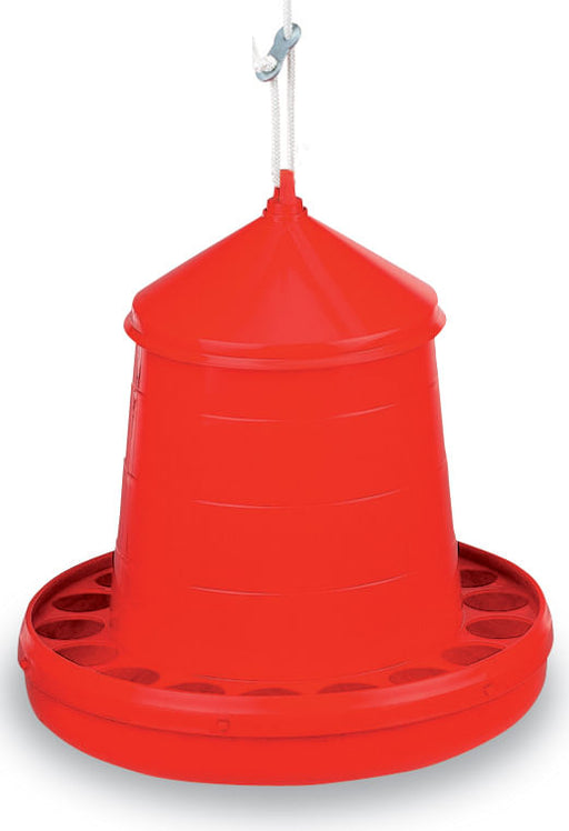 8 lb Plastic Hanging Chicken Feeder - Red  