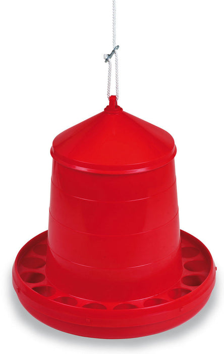 Plastic Hanging Poultry Feeder, 17 lb - Red  