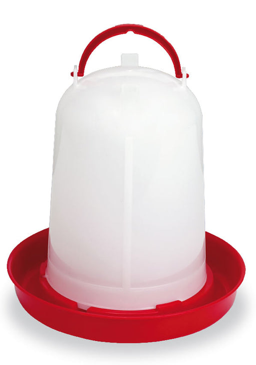 Economy Plastic Chicken Waterer, 1.5 Liters - White/Red  