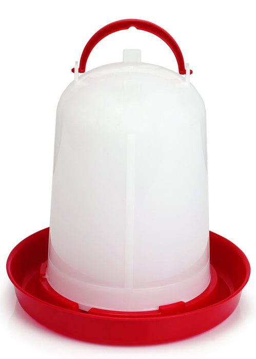 Economy Plastic Chicken Waterer, 3 Liter - White/Red  