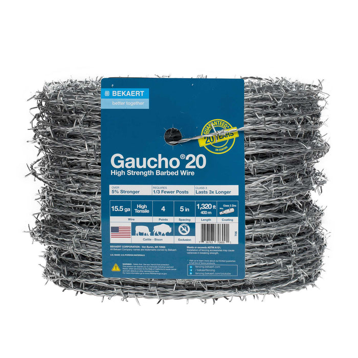 Gaucho 20 15.5 ga 4 - Point 5' Spacing High Tensile Barbed Wire - Jeffers - Farm & Ranch Supplies > Fencing & Barriers