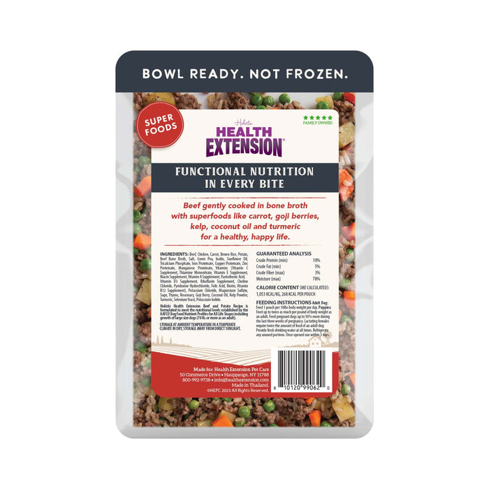 Gently Cooked In Bone Broth Recipe Dog Food Pouches - HE2C - Beef & Potato - 9 oz - 1 Pouch - 8