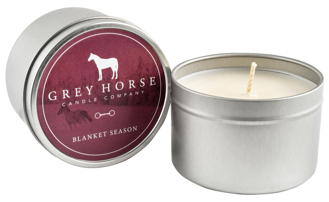 8 oz Grey Horse Candle Tin - Blanket Season - Grey Horse Candle Tin  