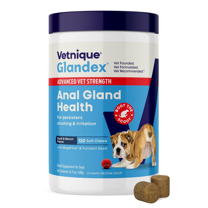 Glandex Advanced Vet Strength Anal Gland Health Soft Chews for Dogs, Duck & Bacon Flavor - VQLB4 - Duck & Bacon - 120 count - 5