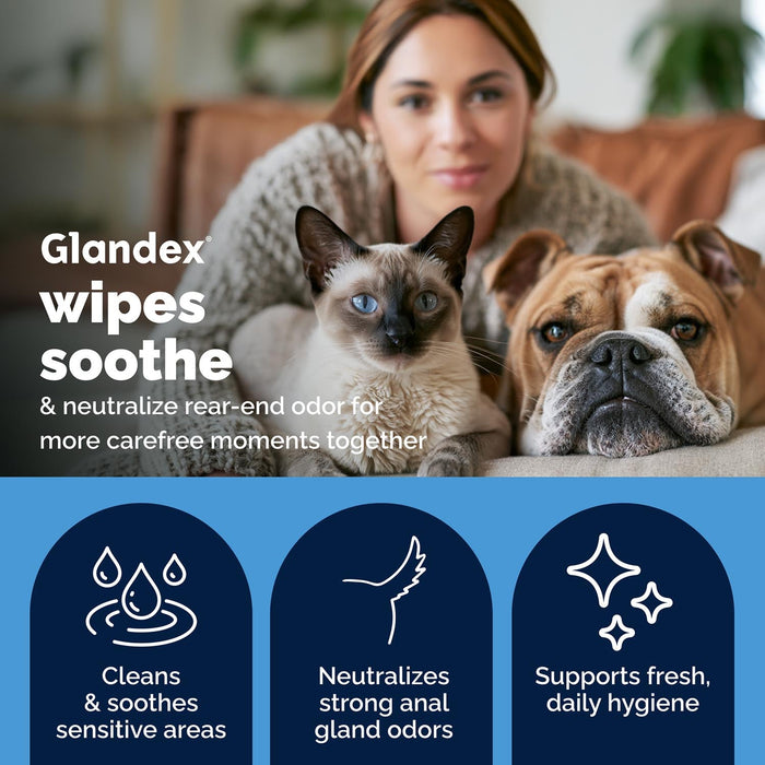 Glandex Rear-End Hygiene Wipes for Dogs and Cats, Fresh Scent - VQLBD - Fresh - 100 - 4