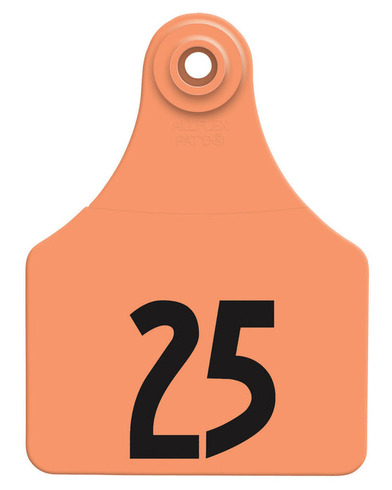 Allflex Global Numbered Ear Tags (Large), 25 count - Orange 26-50 