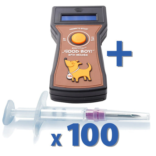 Good Boy Microchip Scanner Kit with 100 Adeqid Microchips - JEF1WQ-KIT - Scanner with 12mm Adeqid Microchips - 2